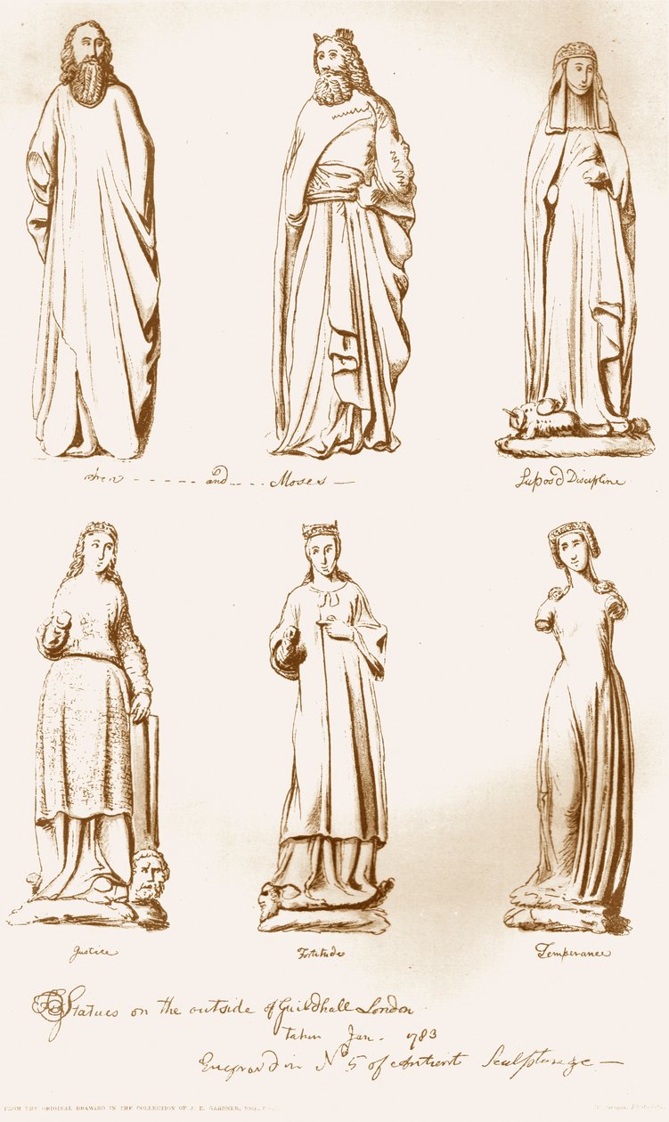Estatuas en el exterior del Guild Hall, 1783, 1886 de Unbekannt