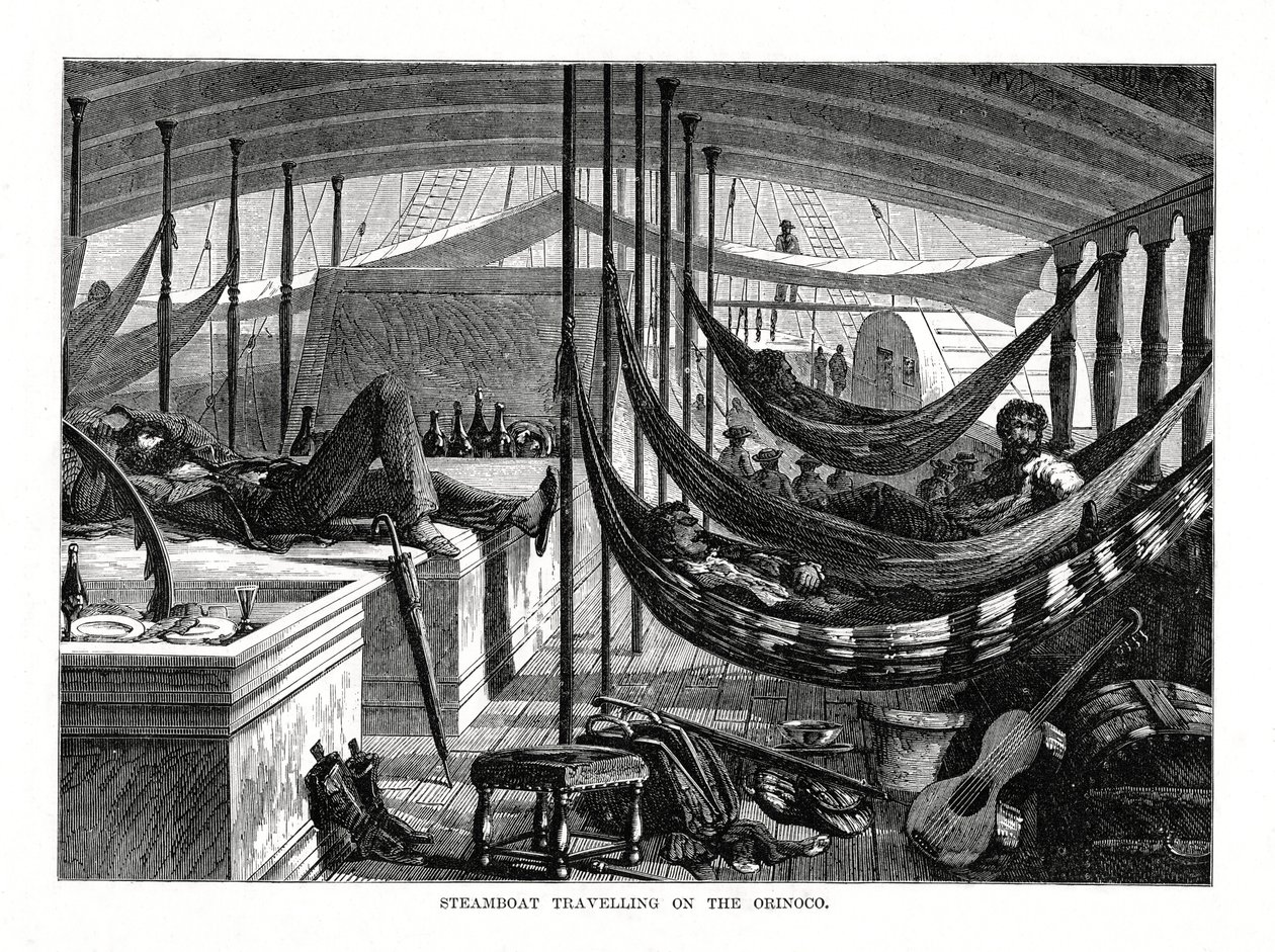 Barco de vapor viajando por el Orinoco, América del Sur, 1877 de Unbekannt