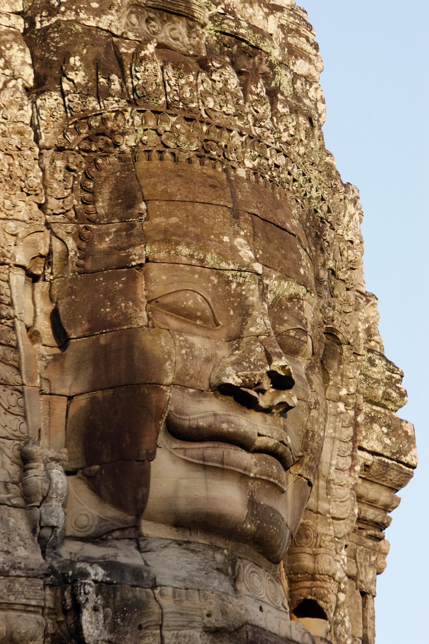 Caras de piedra en las torres del Templo Bayon en Angkor Thom que pueden representar a Jayavarman VII como un bodhisattva, Siem Reap, Camboya de Unbekannt