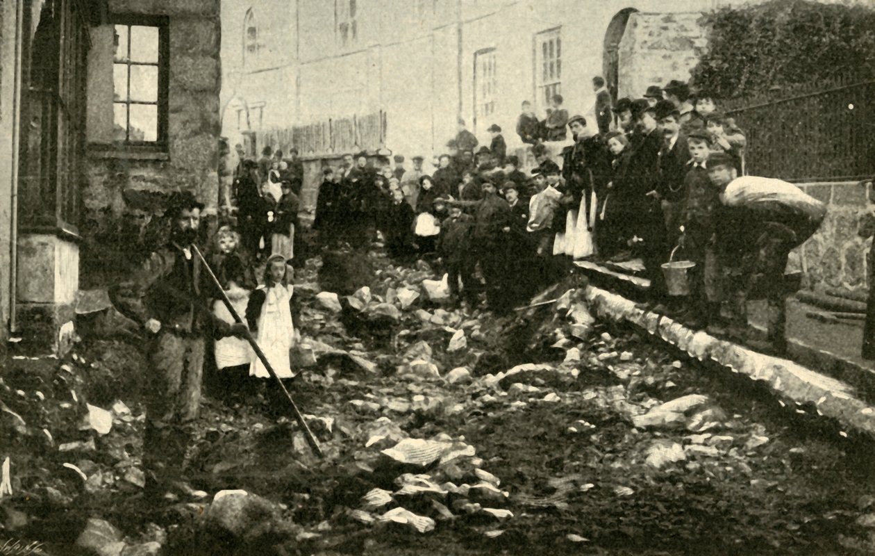 Calle en St. Ives después de una visita de una inundación, 1901 de Unbekannt