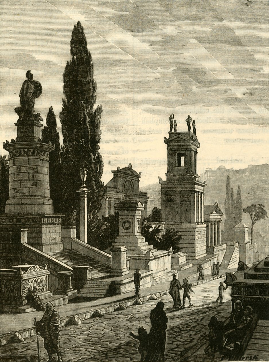Calle de las Tumbas en Atenas, Restaurada, 1890 de Unbekannt