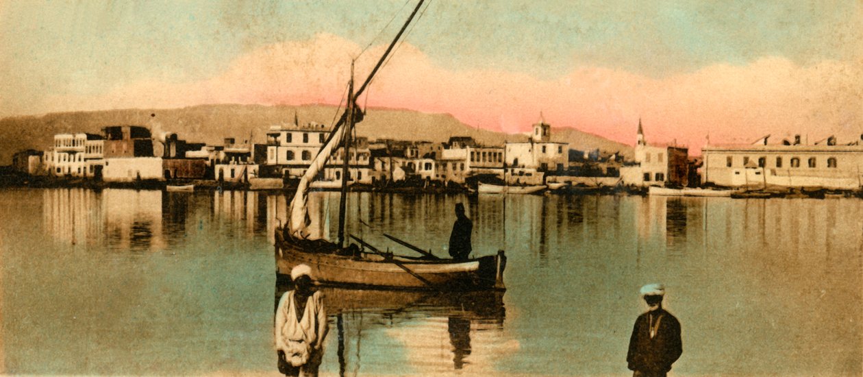 Suez - Vista de la ciudad durante las aguas altas, c1918-c1939 de Unbekannt