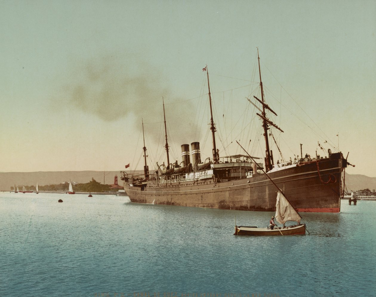 Canal de Suez, barco entrando en el Mar Rojo cerca de Port Tewfic, c.1900 de Unbekannt