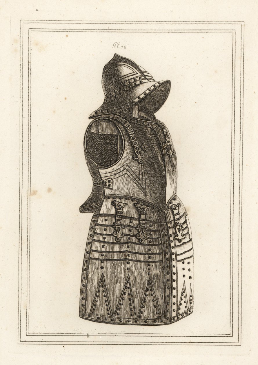 Traje de armadura de morrión negro o arcabuz de Unbekannt