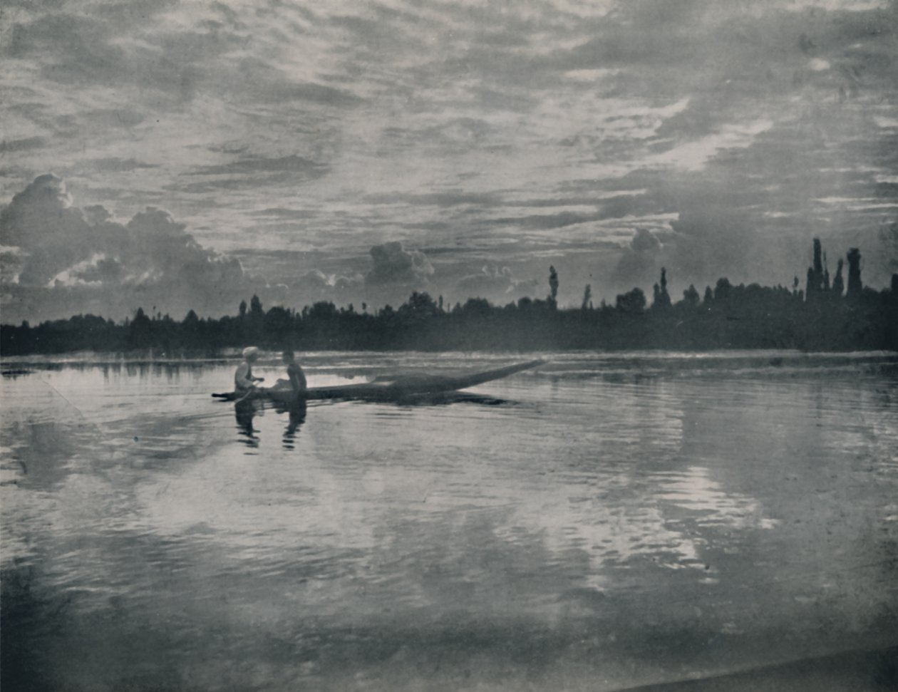 Atardecer en el lago Dal, Cachemira, 1936 de Unbekannt