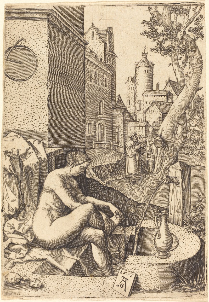 Susana sorprendida por los dos ancianos, 1555 de Unbekannt