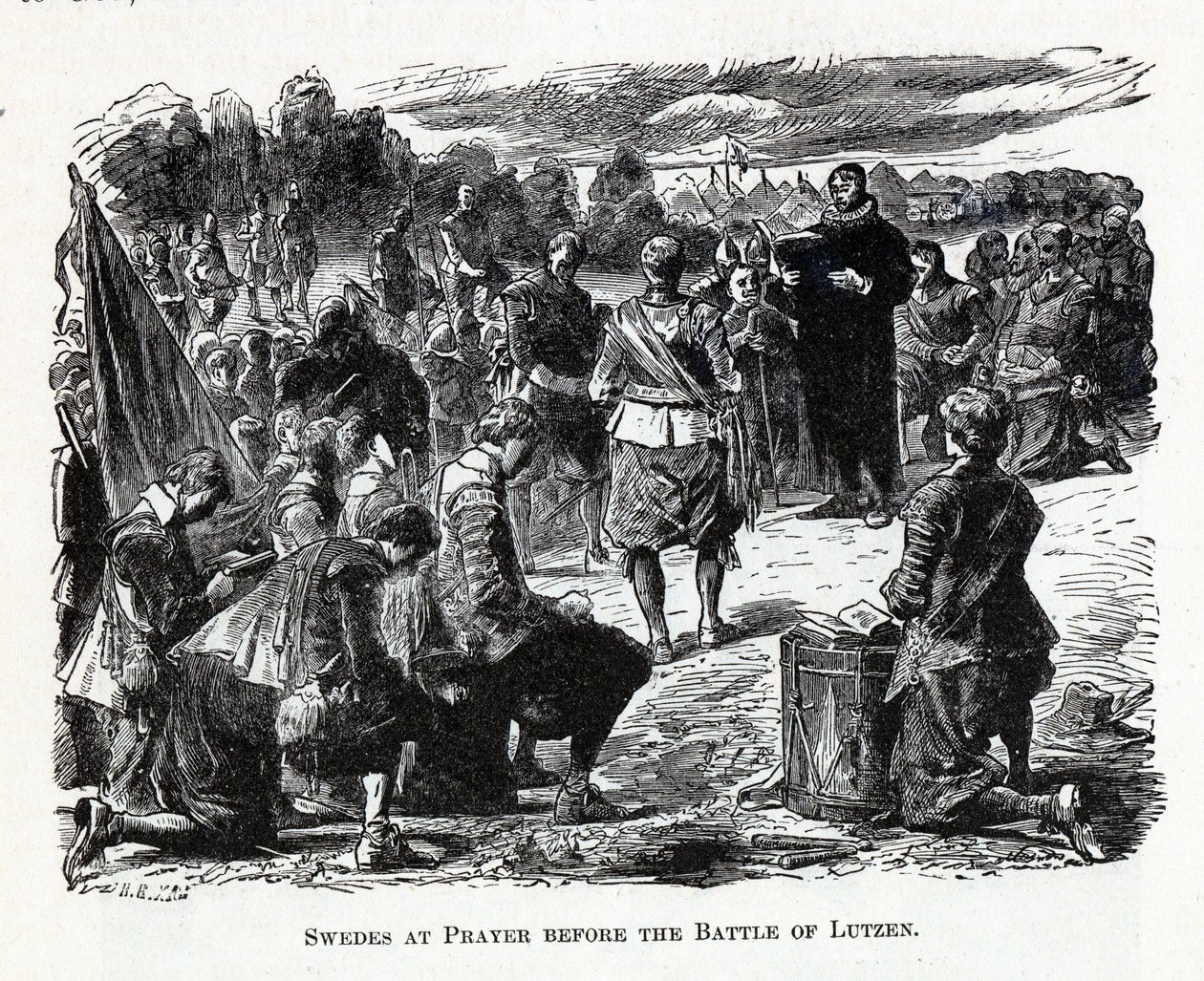 Suecos en oración antes de la Batalla de Lützen de Unbekannt