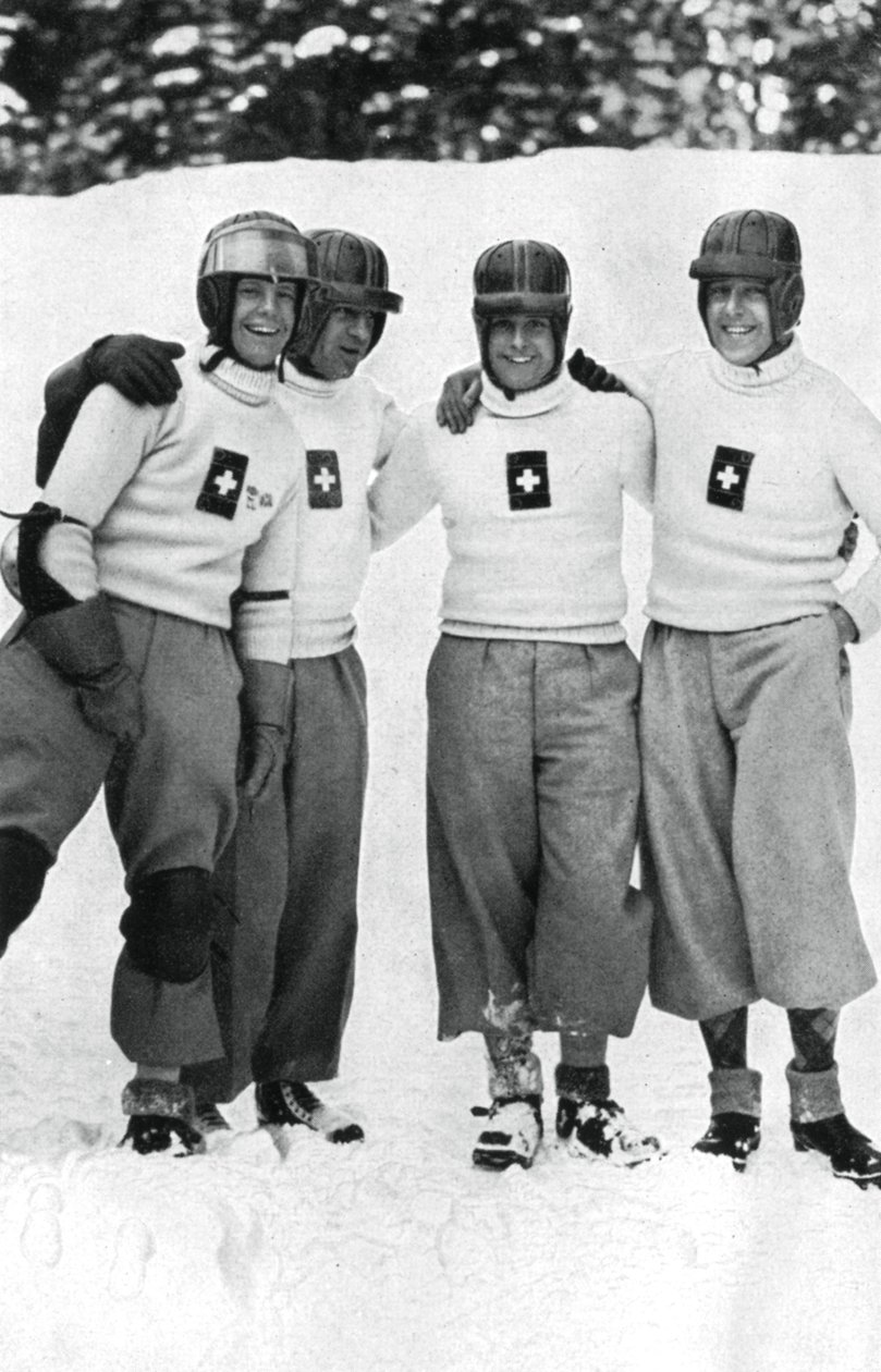 Equipo suizo de bobsleigh de cuatro hombres, Juegos Olímpicos de Invierno, Garmisch-Partenkirchen, Alemania, 1936 de Unbekannt