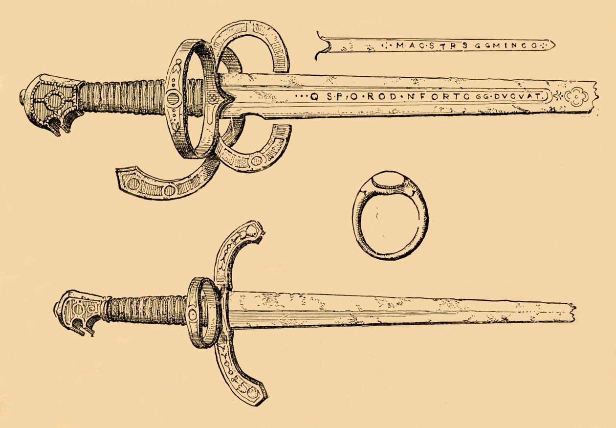 Espada, daga y anillo del rey Jacobo IV, de Escocia, 1897 de Unbekannt