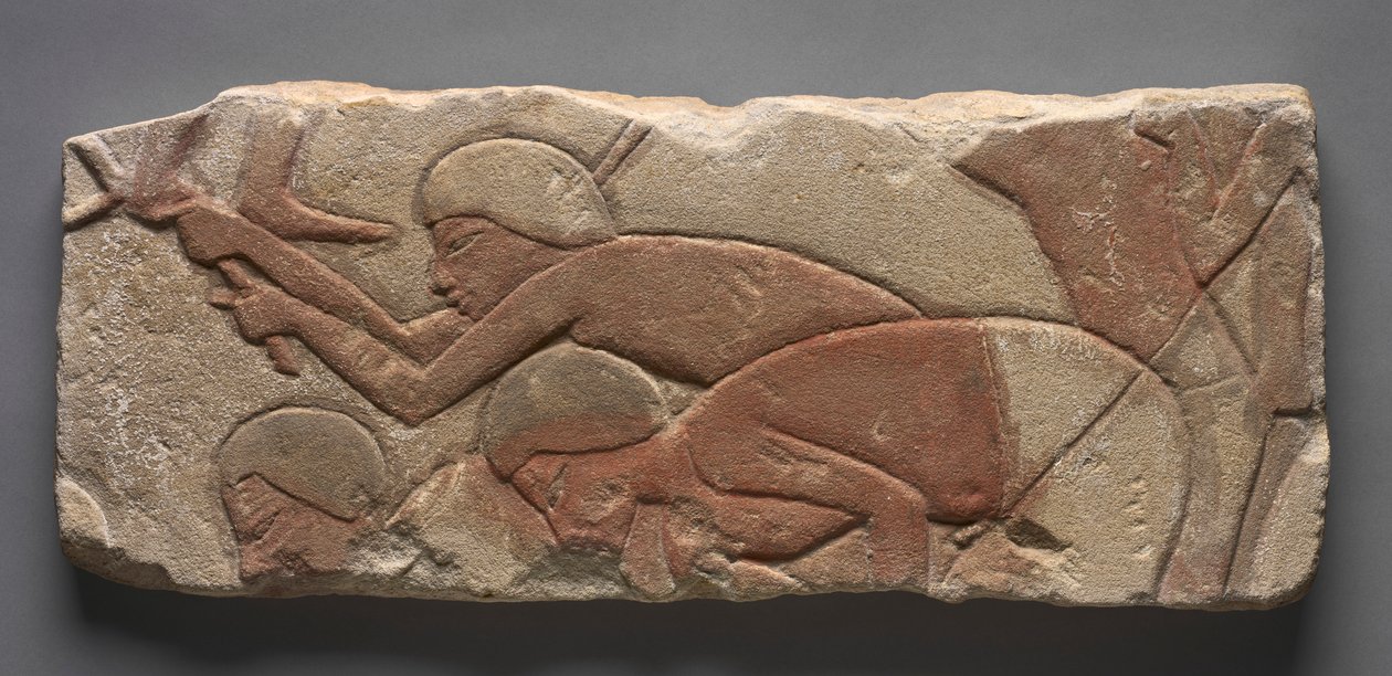 Talatat: Hombres cavando la tierra, c. 1353-1347 a.C. de Unbekannt