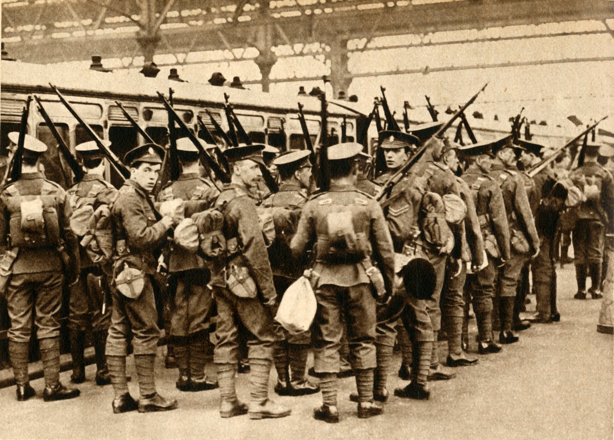 Territoriales del campamento de verano - Terriers embarcando en Waterloo, 1914-1918 de Unbekannt