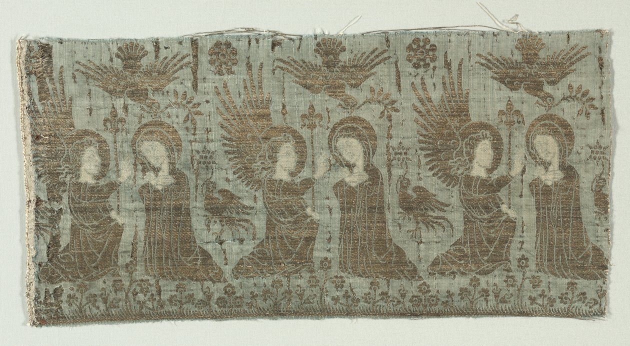Fragmento textil con la Anunciación, 1370-1400 de Unbekannt