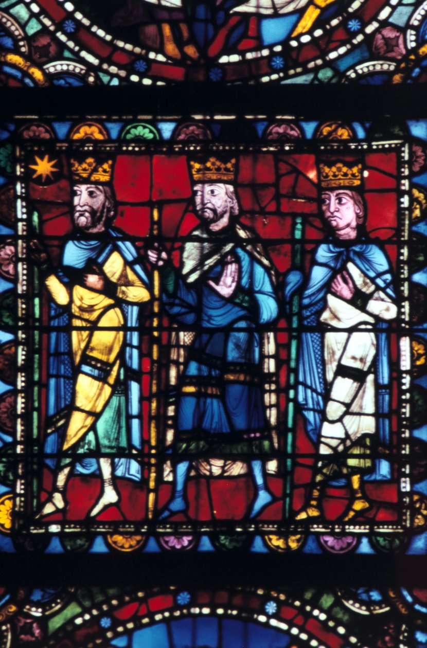 La Adoración de los Magos, vidriera, Catedral de Chartres, Francia, 1145-1155 de Unbekannt