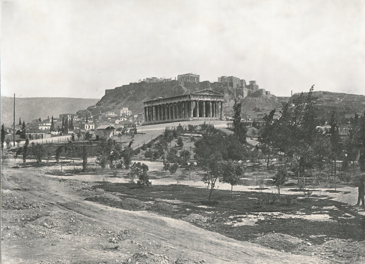 El Ágora y la Acrópolis, Atenas, Grecia, 1895 de Unbekannt