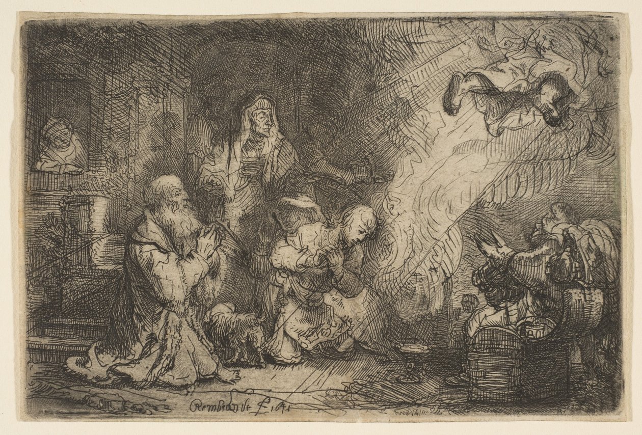 El ángel partiendo de la familia de Tobías de Unbekannt