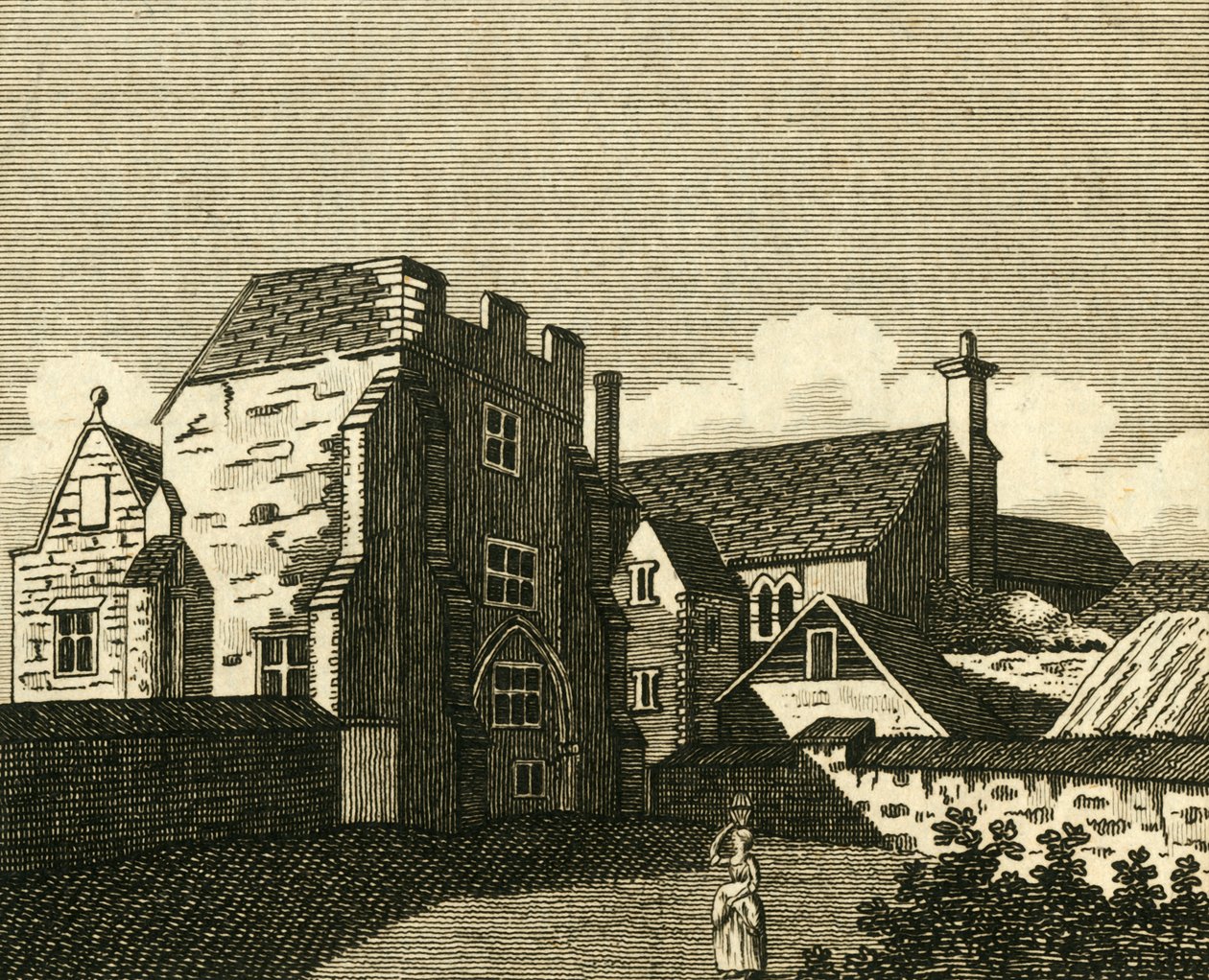 El Palacio del Arzobispo Gran Salón, en Canterbury, c1786 de Unbekannt