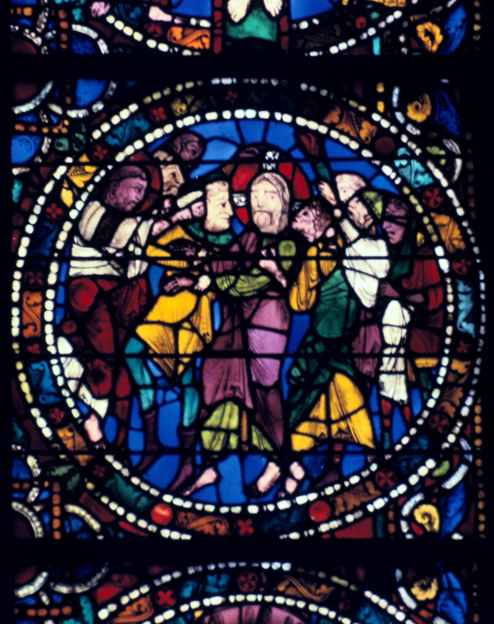 El arresto de Cristo, beso de Judas, vidriera, Catedral de Chartres, 1194-1260 de Unbekannt