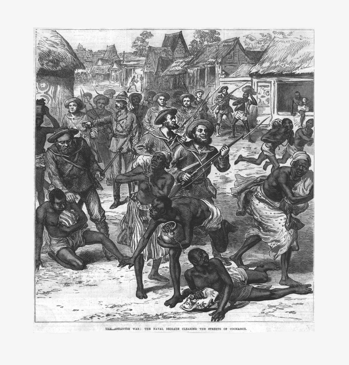 La Guerra de Ashantee: la Brigada Naval despejando las calles de Coomassie, 1874 de Unbekannt