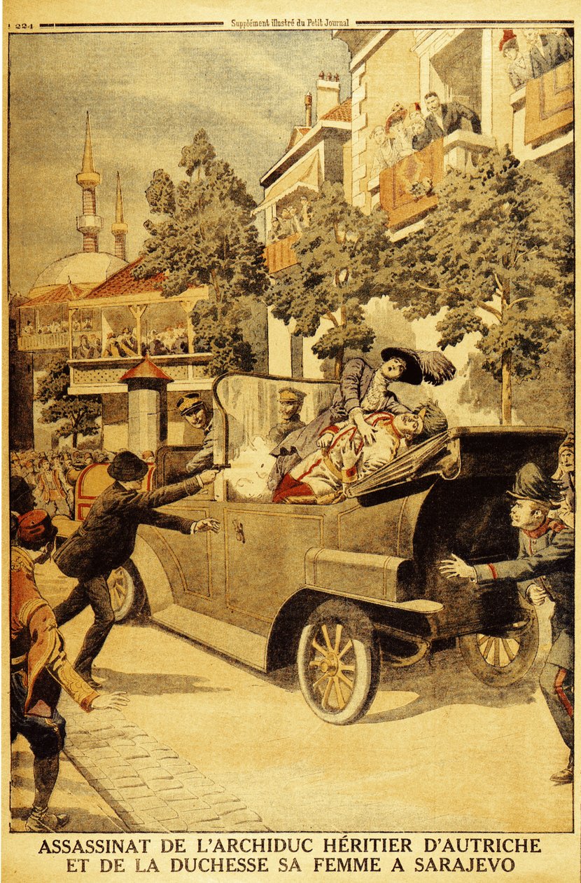 El Asesinato del Archiduque Francisco Fernando de Austria y su esposa, la Duquesa Sofía, por Gavrilo Pr de Unbekannt
