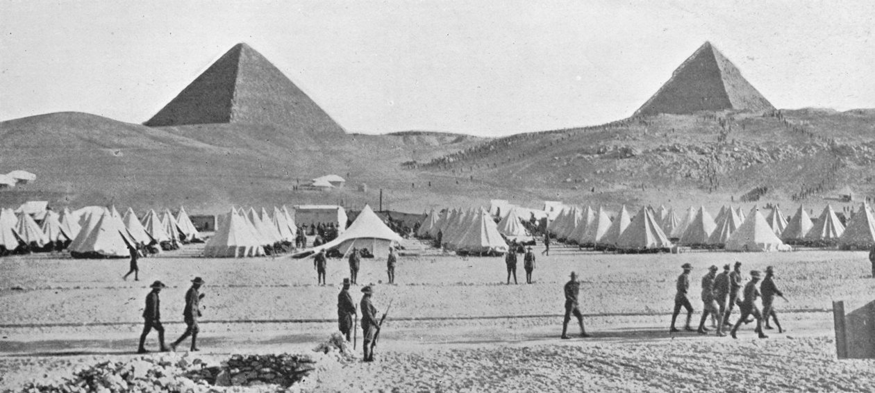 Las tropas australianas en Egipto acampadas cerca de las Pirámides, 1914 de Unbekannt