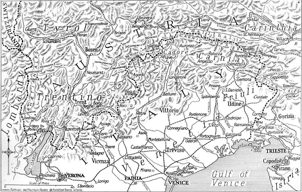 La Frontera Austriaca de Italia, 1915 de Unbekannt