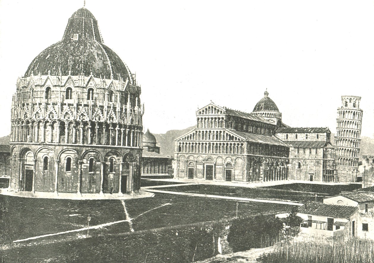 El Baptisterio, la Catedral y la Torre Inclinada, Pisa, Italia, 1895 de Unbekannt