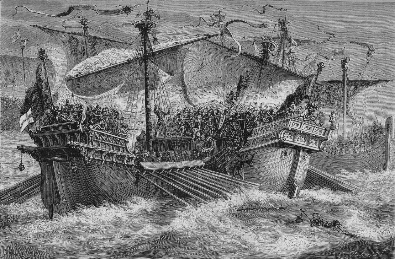 La Batalla de Dover, 24 de agosto de 1217, c1880 de Unbekannt