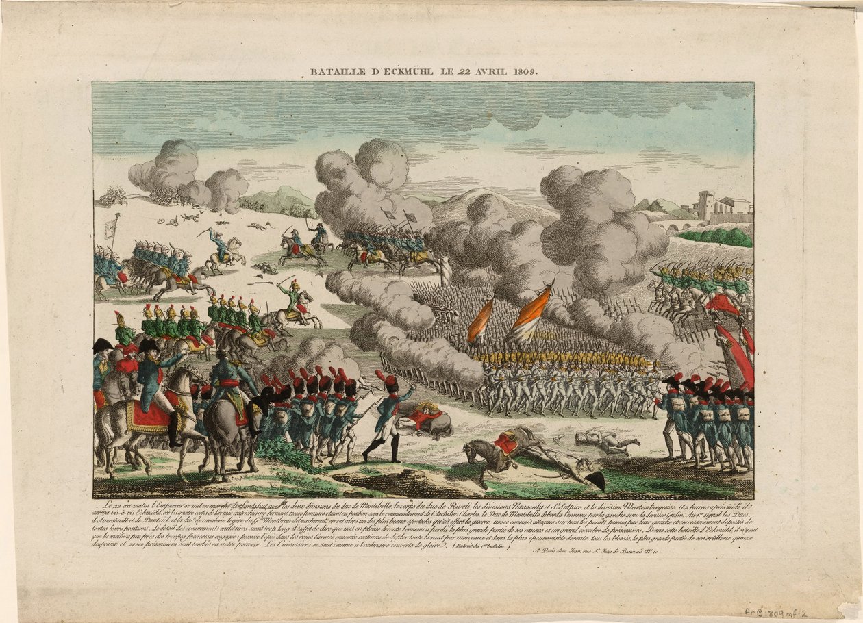 La Batalla de Eggmühl el 22 de abril de 1809, ca 1809 de Unbekannt