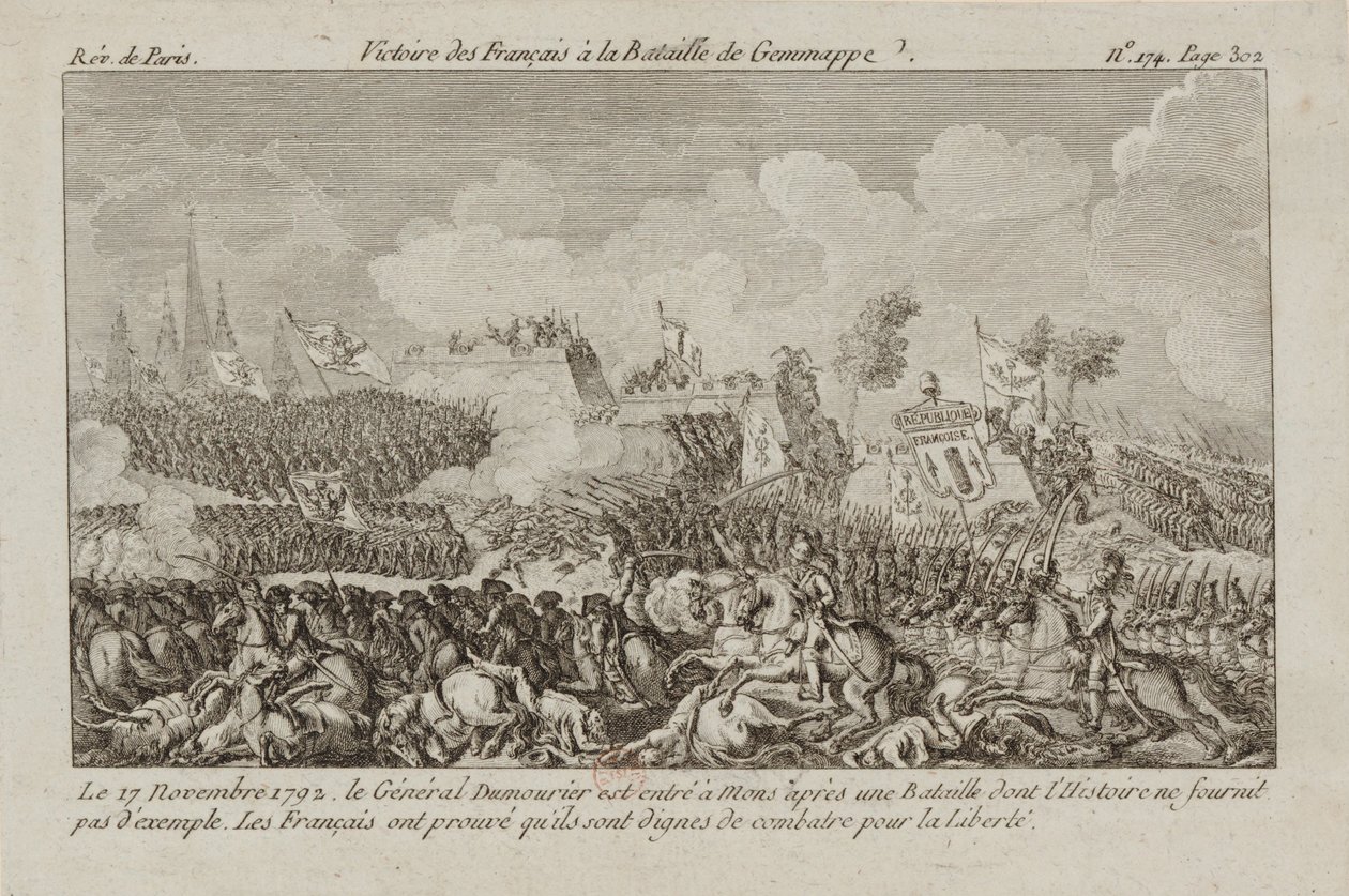 La batalla de Jemappes, 1792 de Unbekannt