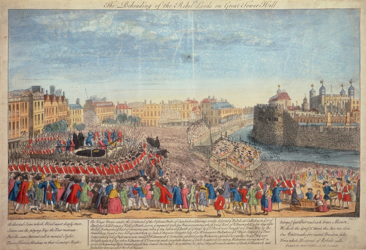 La decapitación de los señores rebeldes en Great Tower Hill, c. 1746 de Unbekannt