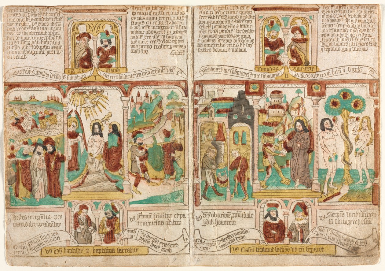 La Biblia de los Pobres Biblia Pauperum, Ejército del Faraón ahogado en el Mar Rojo de Unbekannt