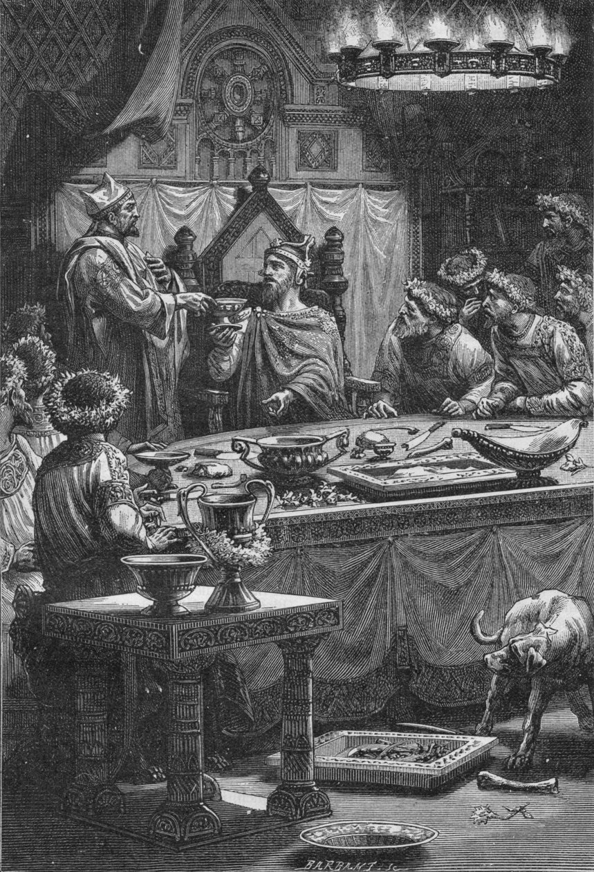 El Obispo de Laon jurando lealtad a Carlos, Duque de Lorena, siglo X, 1909 de Unbekannt