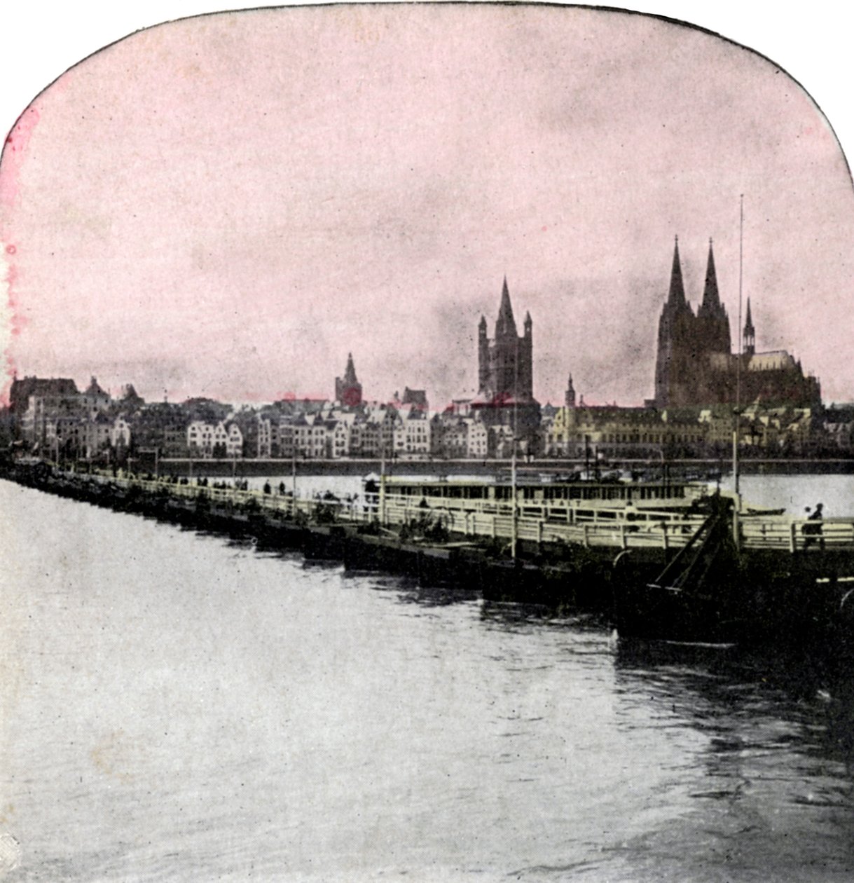 El puente de barcos sobre el Rin, Colonia, Alemania, principios del siglo XX de Unbekannt