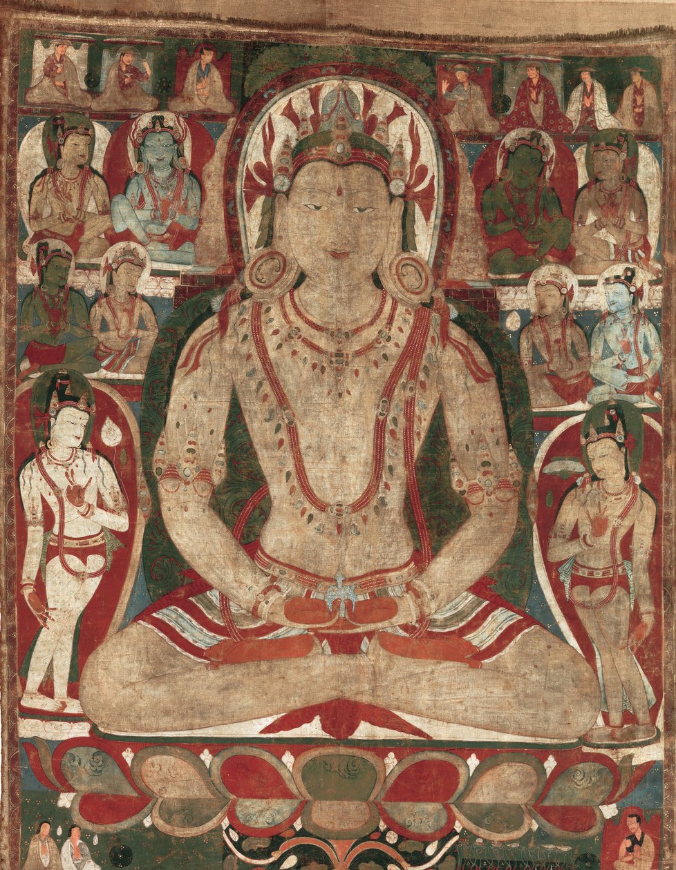 El Buda Amitayus atendido por Bodhisattvas de Unbekannt