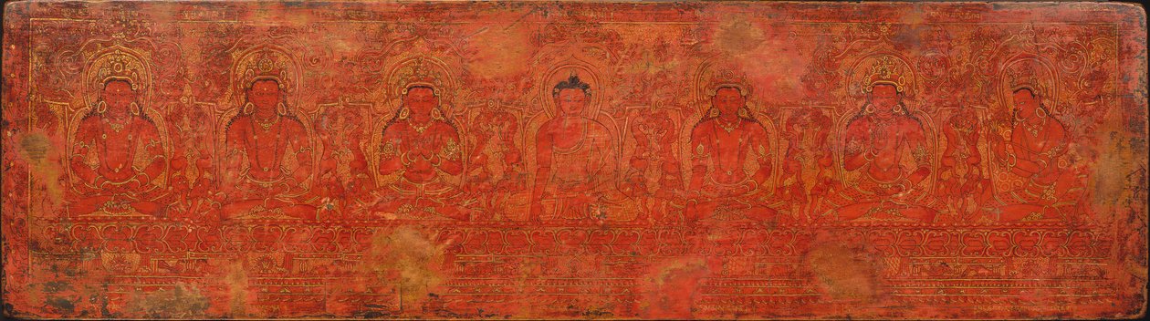 El Buda Shakyamuni, Cinco Budas Pasados y Maitreya, ca. siglo XV de Unbekannt