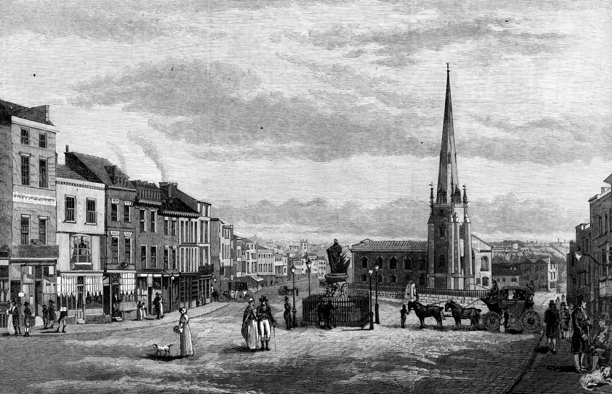 El Bull Ring, con la iglesia de St. Martin, Birmingham, 1812, 1887 de Unbekannt