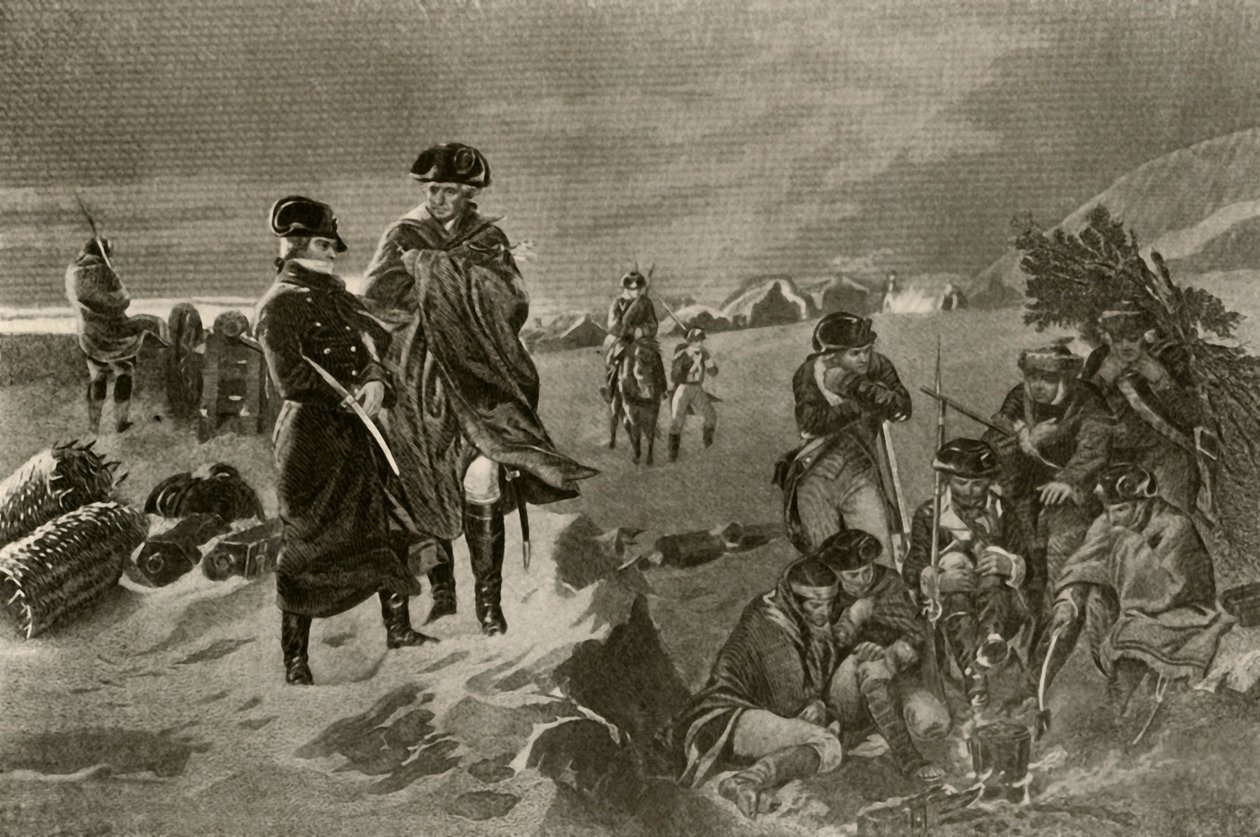 El campamento en Valley Forge. Capas de oficiales y mantas holandesas para soldados, c1777, 1937 de Unbekannt