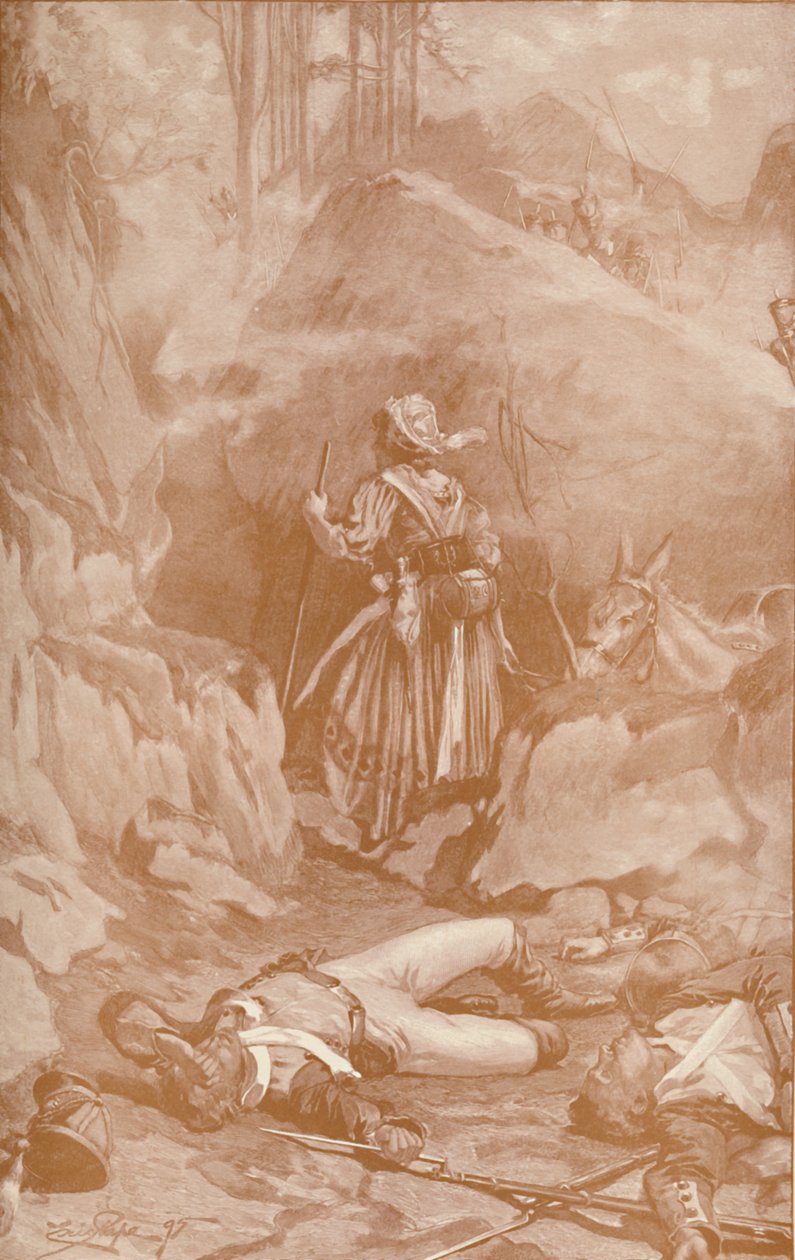 La cantinera del 26º Regimiento escalando las rocas en Busaco, 1810, 1896 de Unbekannt