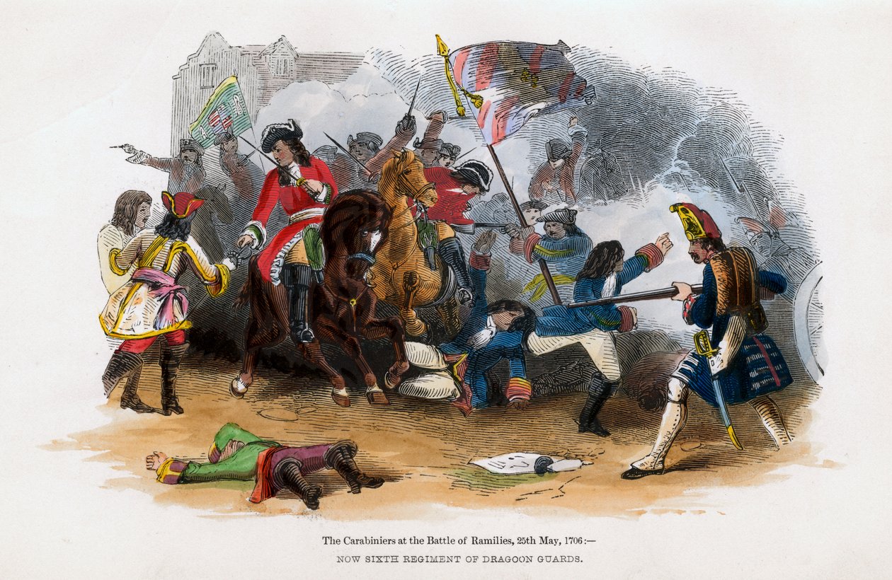Los Carabineros en la Batalla de Ramillies, 23 de mayo de 1706 de Unbekannt