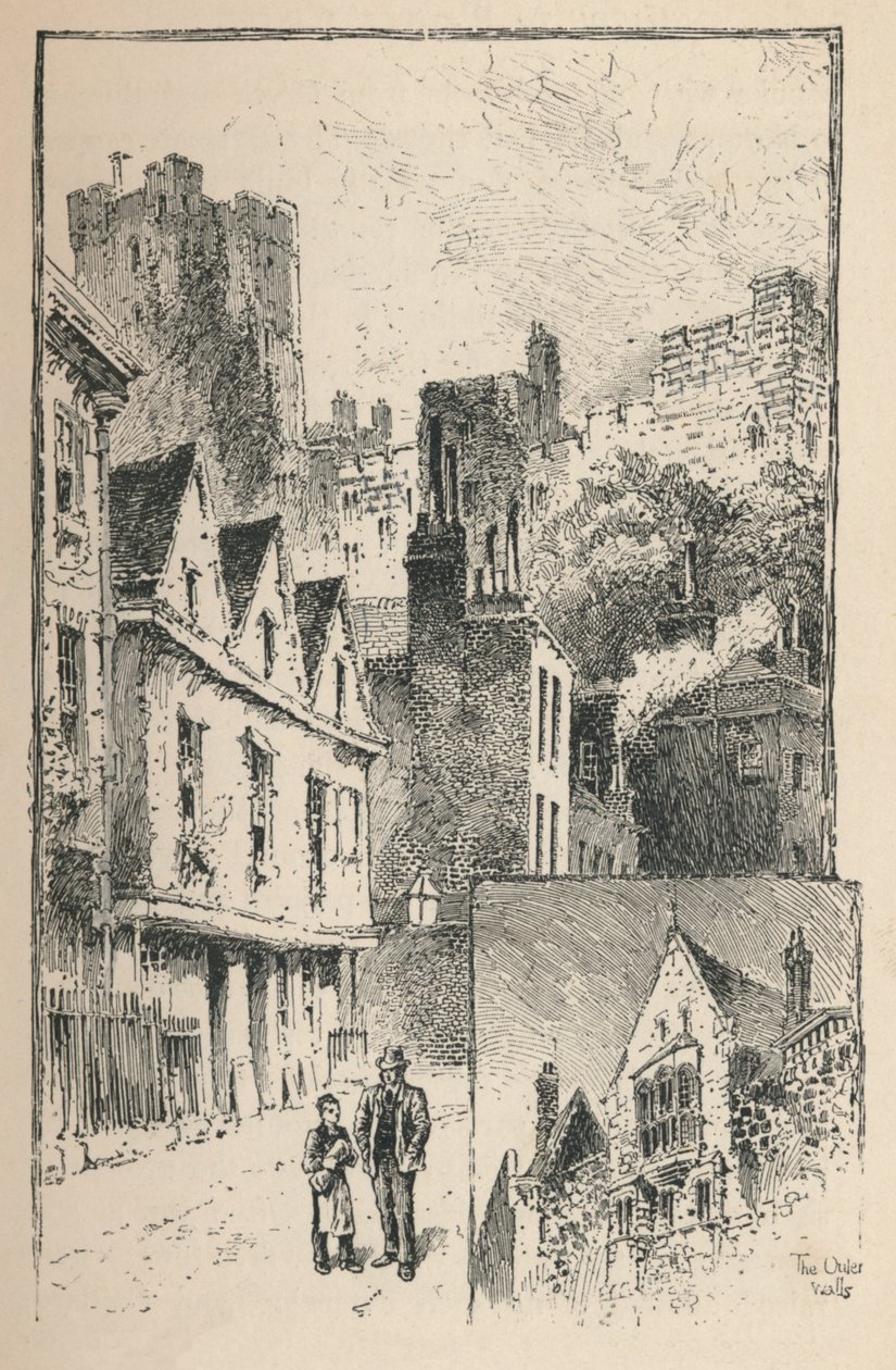 El Castillo desde Thames Street. Un trozo de las murallas exteriores, 1895 de Unbekannt