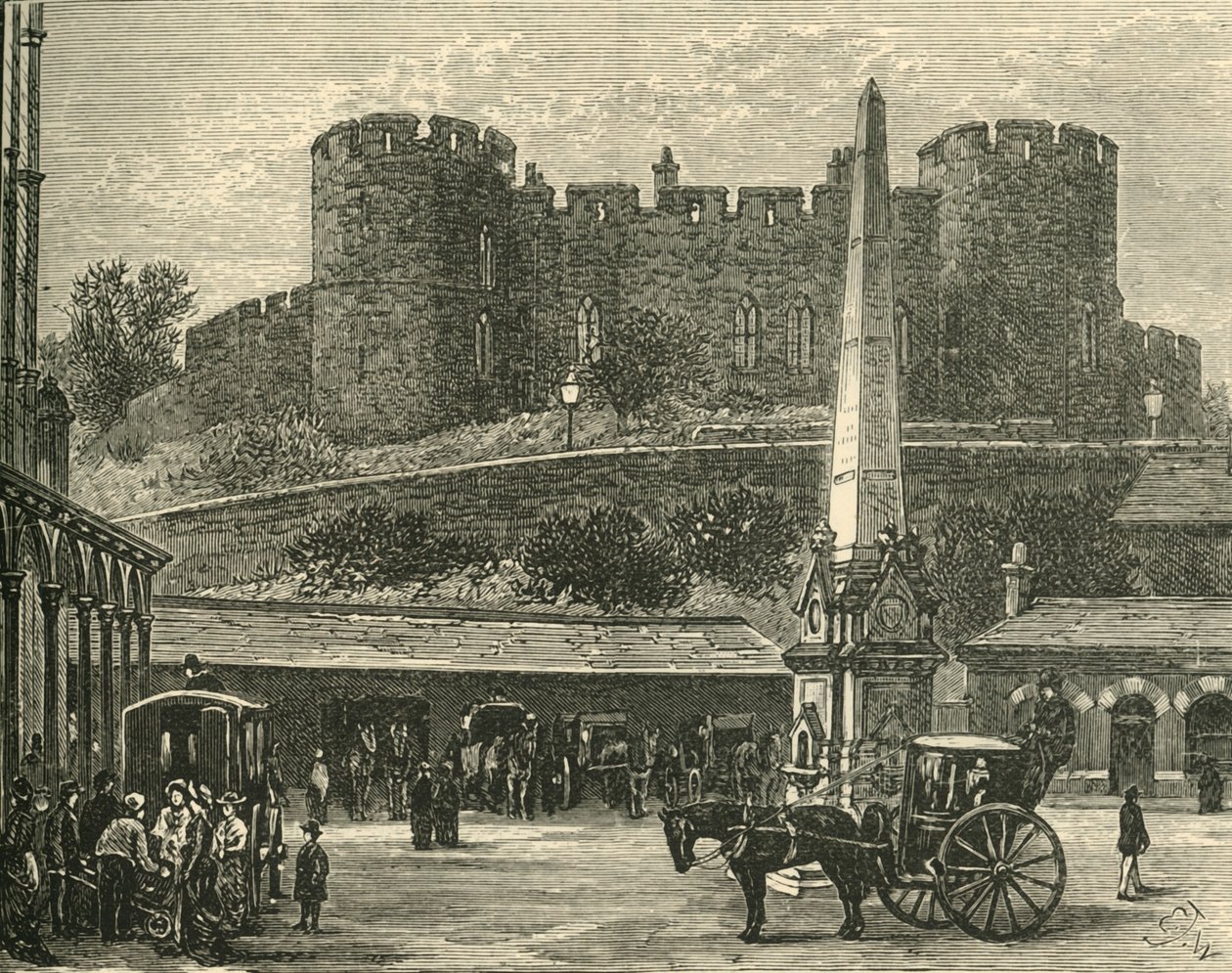 El castillo, desde la estación de tren, 1898 de Unbekannt