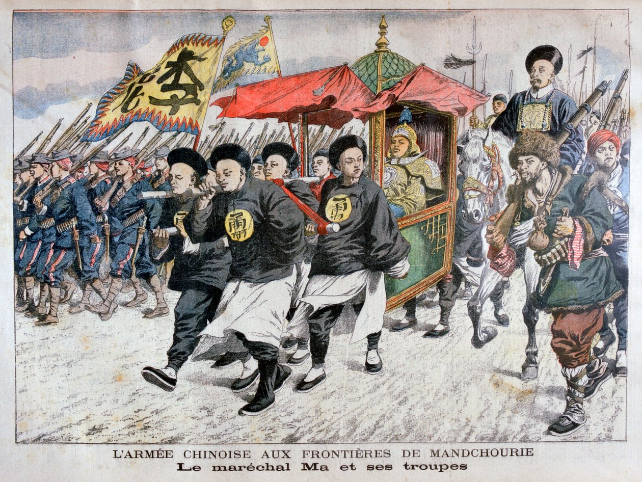 El ejército chino dirigido por el mariscal Ma en la frontera manchuriana, Guerra Ruso-Japonesa, 1904 de Unbekannt