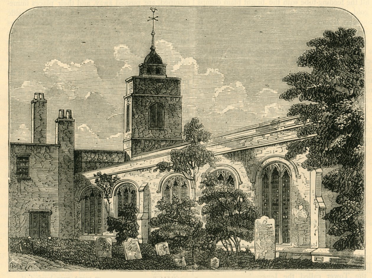 La Iglesia de Allhallows, Barking, en 1750, c1872 de Unbekannt