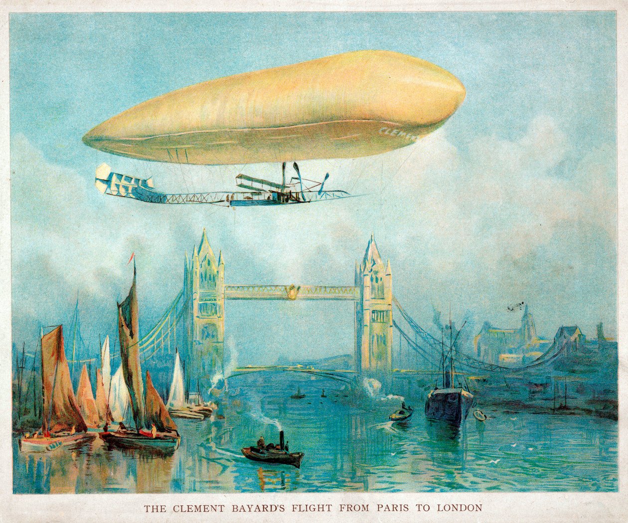 El vuelo del Clement-Bayard de París a Londres, c 1908 de Unbekannt