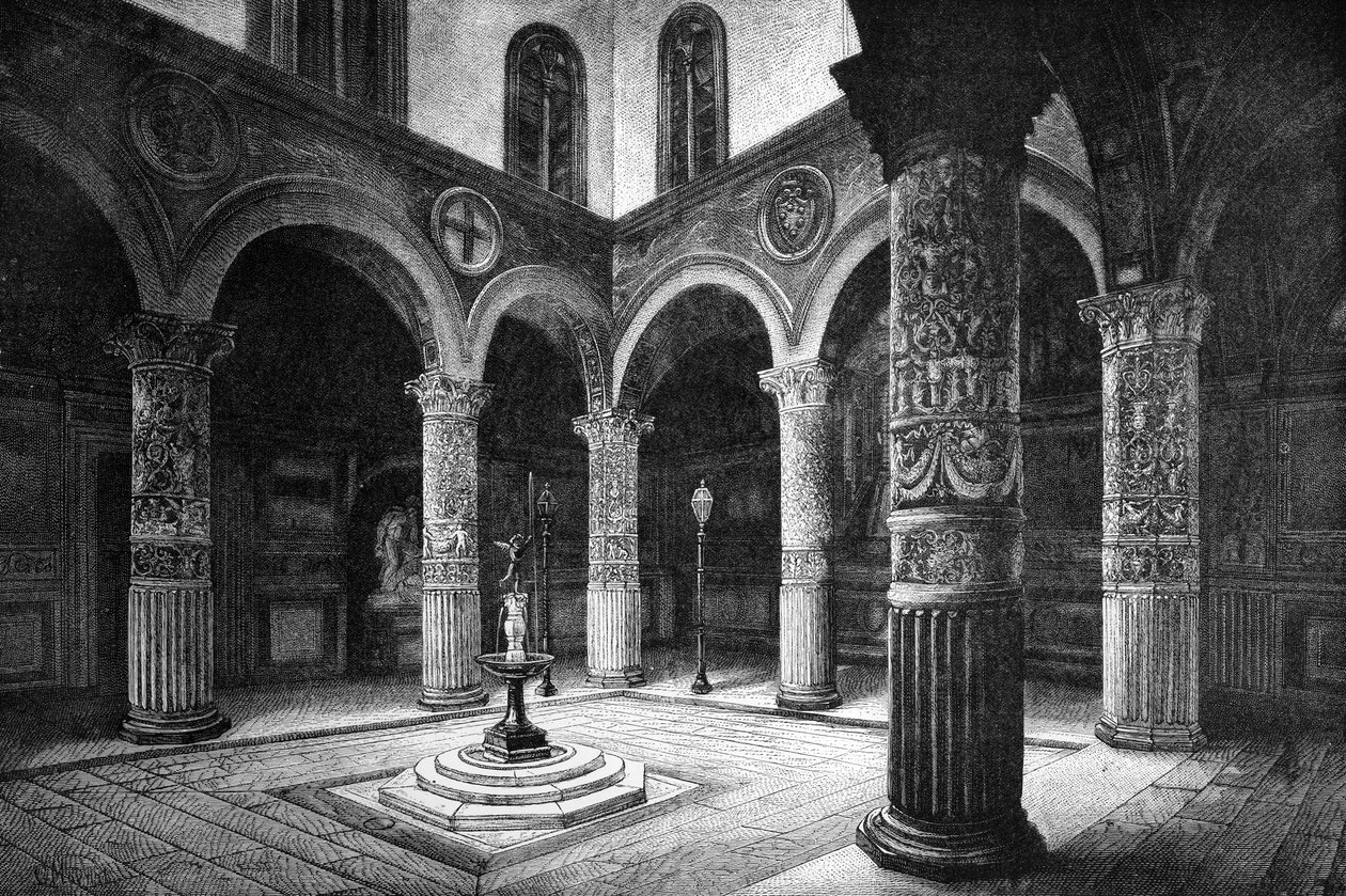 La Corte del Palazzo Vecchio, Florencia, Italia, 1882 de Unbekannt