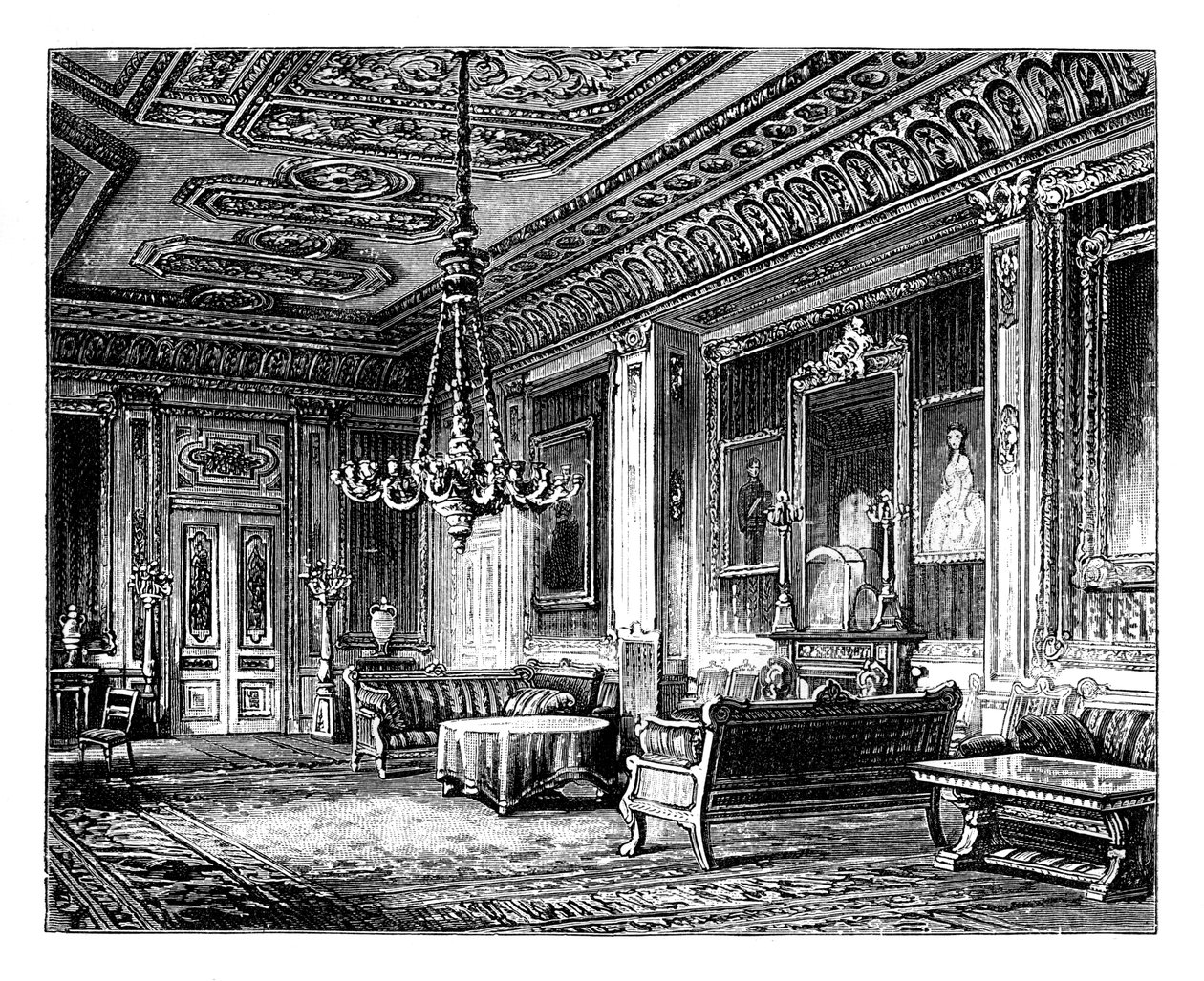 El Salón Carmesí, Castillo de Windsor, c1888 de Unbekannt