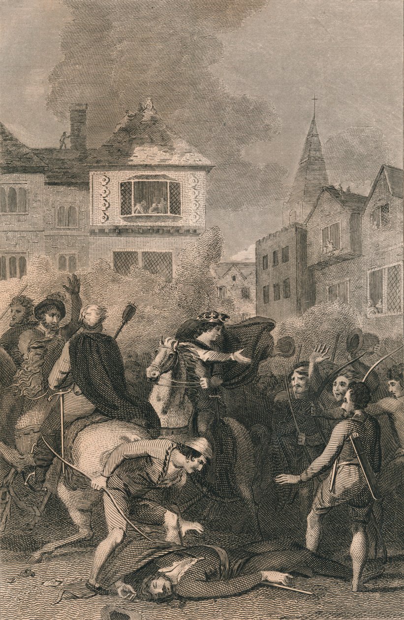 La muerte de Wat Tyler, 1381, siglo XIX de Unbekannt