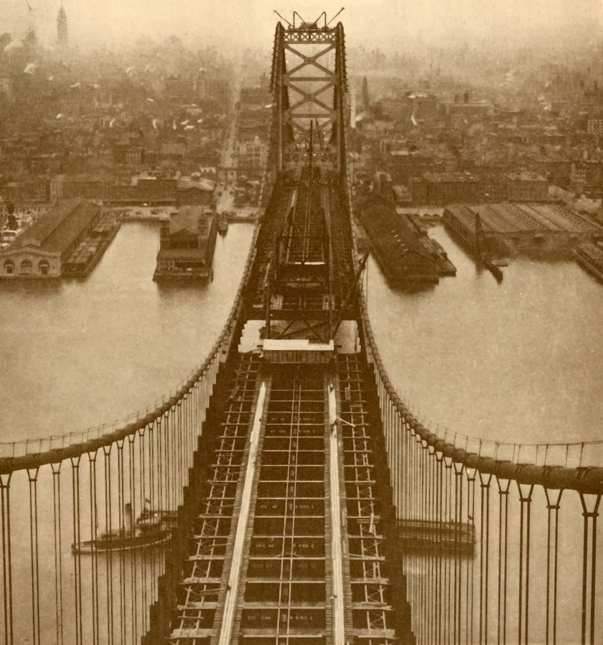 El Puente Colgante del Río Delaware, c1930 de Unbekannt