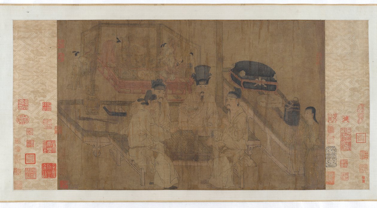 La doble pantalla: Emperador Li Jing observando a sus hermanos jugar Weiqi, siglo XIV de Unbekannt
