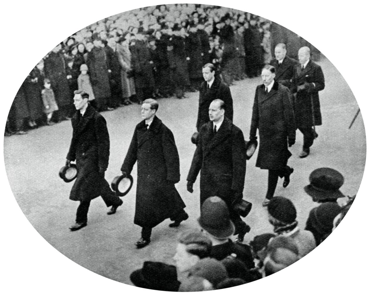 El Duque de York y sus hermanos en la procesión fúnebre del Rey Jorge V, 1936, 1937 de Unbekannt